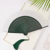 Элегантный резной складной веер из бамбука, классический складной веер с кисточками, винтажный ручной веер для свадьбы