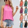 Летний женский жилет с вырезом на шее, топ с отверстием для ключа, футболка без рукавов, свободного кроя