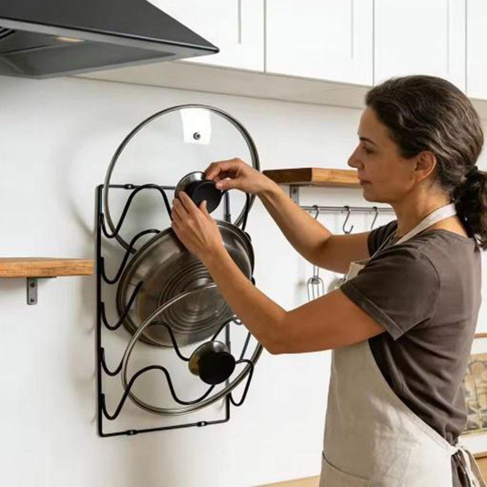 Iron Pot Lid Storage Rack Wall Hanging Pan Cover Storage Holder Cutting Board Holder Cabinet