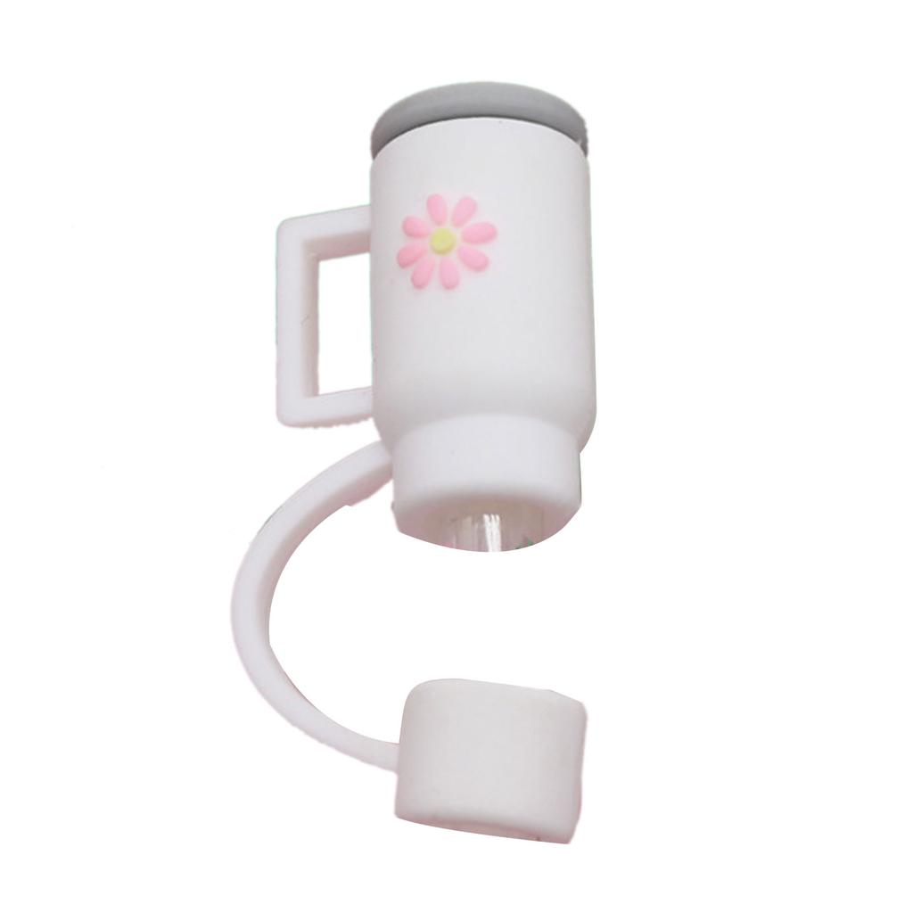 Мягкие силиконовые колпачки для соломинок, пыленепроницаемые колпачки для питьевых соломинок 10 мм / 0,39 дюйма, топперы для соломинок с цветочным узором, колпачки для соломинок