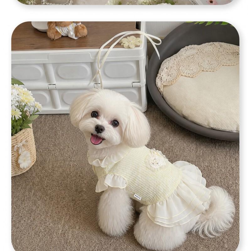 Pet Dress Small Dogs Pink Yellow Lace Sleeveless Cute Style XS To XXL