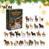 Cute Acrylic Collection Toys Christmas Pony Advent Calendar, 24-Day Ornament Set with Mini Kids Party Favors Horse Figures, Tree Hanging Countdown
