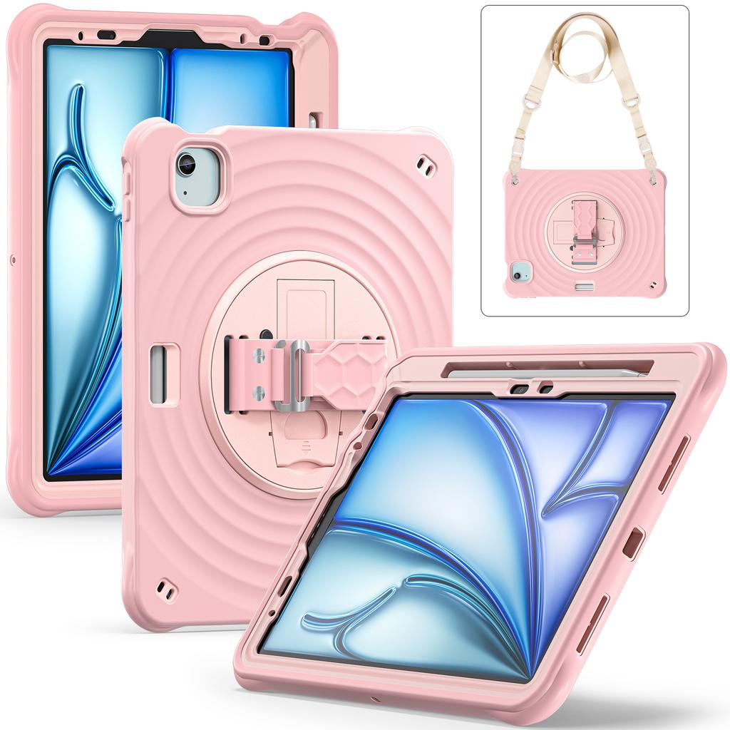 Rotating Hand Strap Case for IPad Air Pro 13 11 2026 M4 2025 M5 M3 2024 M2 Air 4 5 Pro 11 12.9 2018-2022 Heavy Duty Stand Cover