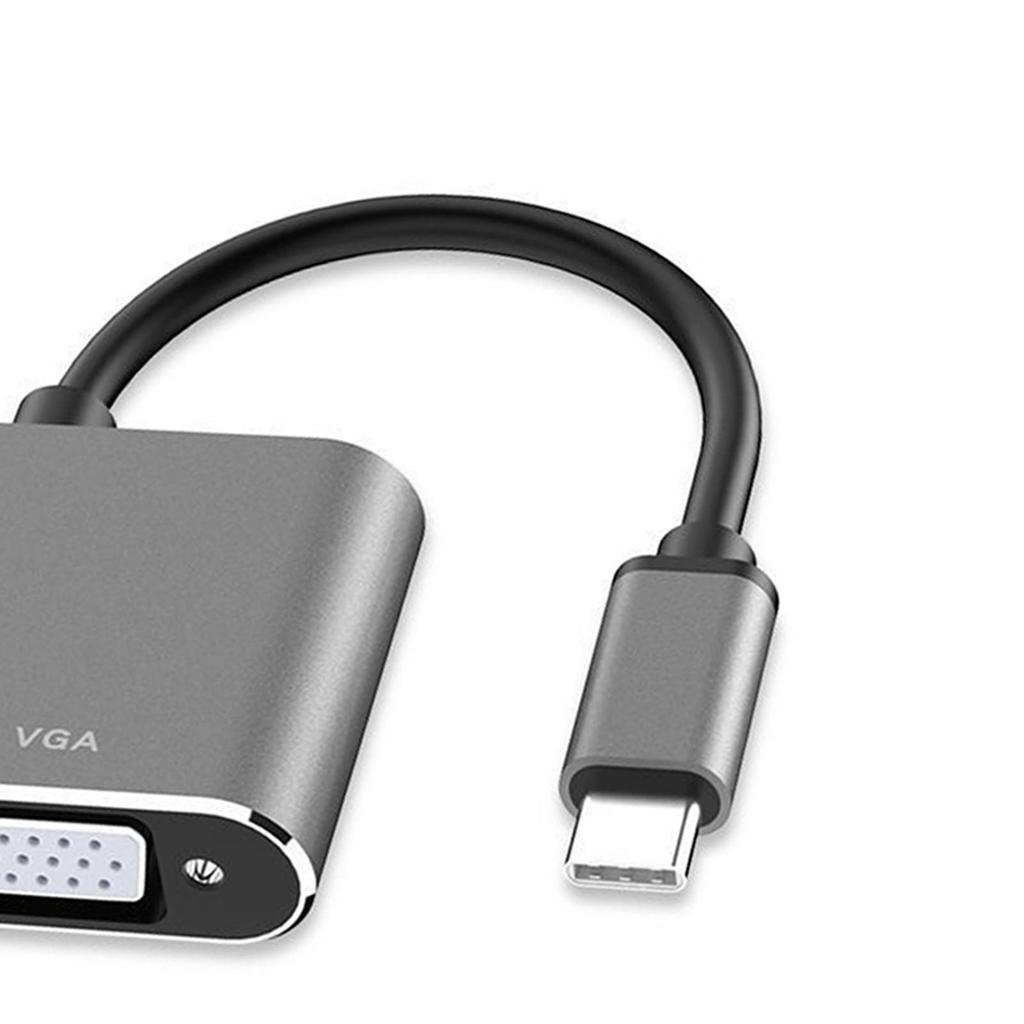 Адаптер 2-в-1 Type C на HD Multimedia Interface VGA, поддержка 4K 30 Гц, Plug and Play, преобразователь Type C на VGA, серый