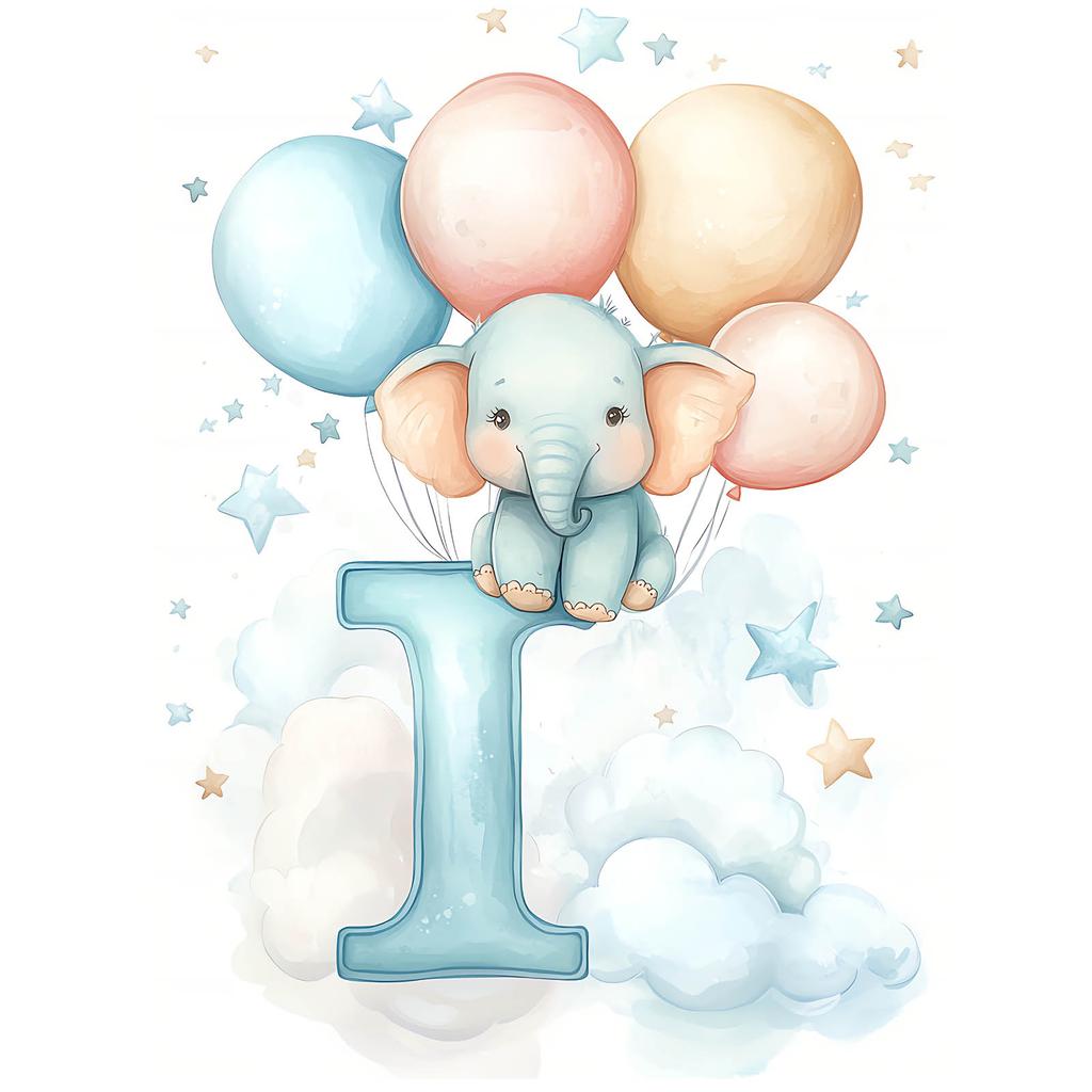 Poster Elephant On the Letter I Poster Elephant On the Letter I, 70X100 Cm, Frameless, Premium Canvas On Stretcher