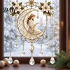 Colorful Light Reflection Ornament Stained Glass Effect Blessing Suncatcher, Acrylic Angel Prayer Window Hanging Decorative Suncatcher with