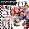Racing Black And  Checkered Party Supplies Boy Theme Birthday Decoration Tablecloth Banner Venue Layout
