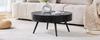 Round Coffee Table with 70 cm Diameter in Black Wood Look (MDF) & Black Metal Legs. Minimalist Design, Ideal for Living Room and Small Spaces.