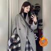 Серое шерстяное пальто на осень и зиму корейский стиль средней длины маленькое шерстяное пальто Хепберн для женщин