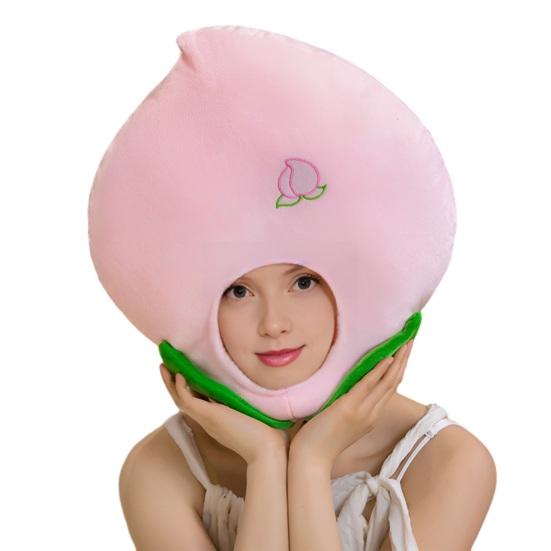 Фото-капюшон Яркий Цветной Фрукты Еда Форма Мягкий Плюшевый Головной Убор Отверстие для Лица Особенность Интернет-знаменитость Костюм Вечеринка Реквизит