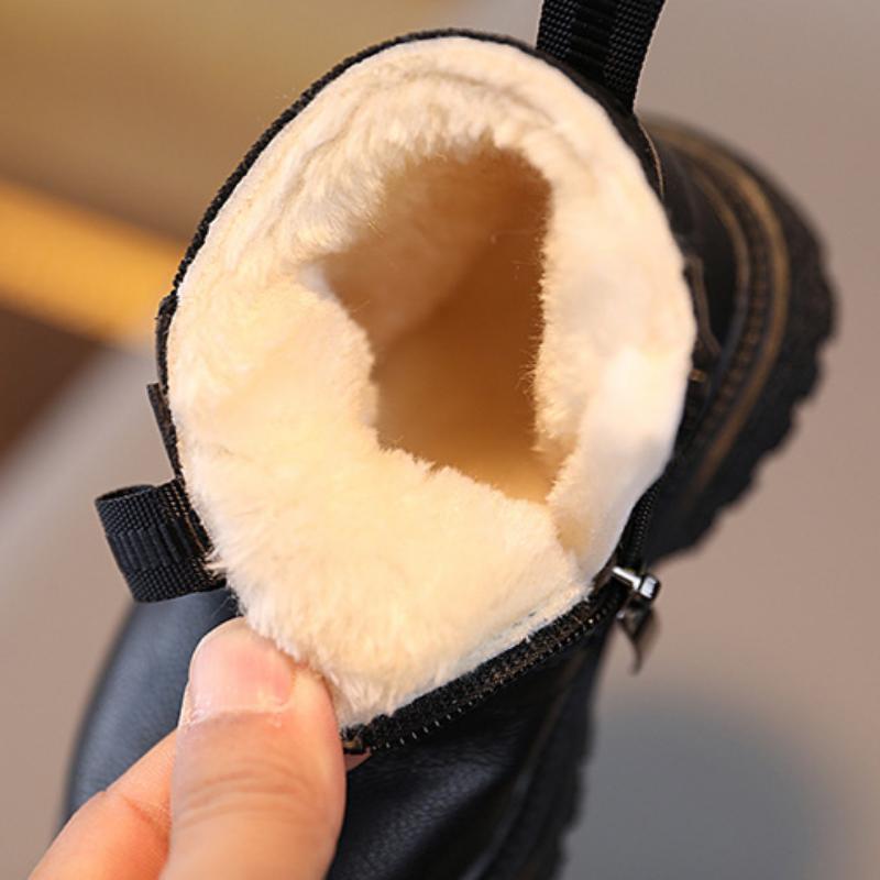 Детские осенне-зимние новые бархатные утолщенные хлопковые сапоги в британском стиле для мальчиков и девочек, теплые короткие сапоги