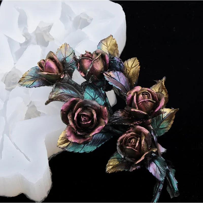 New Roses Shape Small Silicone Mold DIY Handmade Crystal Epoxy Scented Gypsum Diffused Stone Set Decoration Accessories Tools
