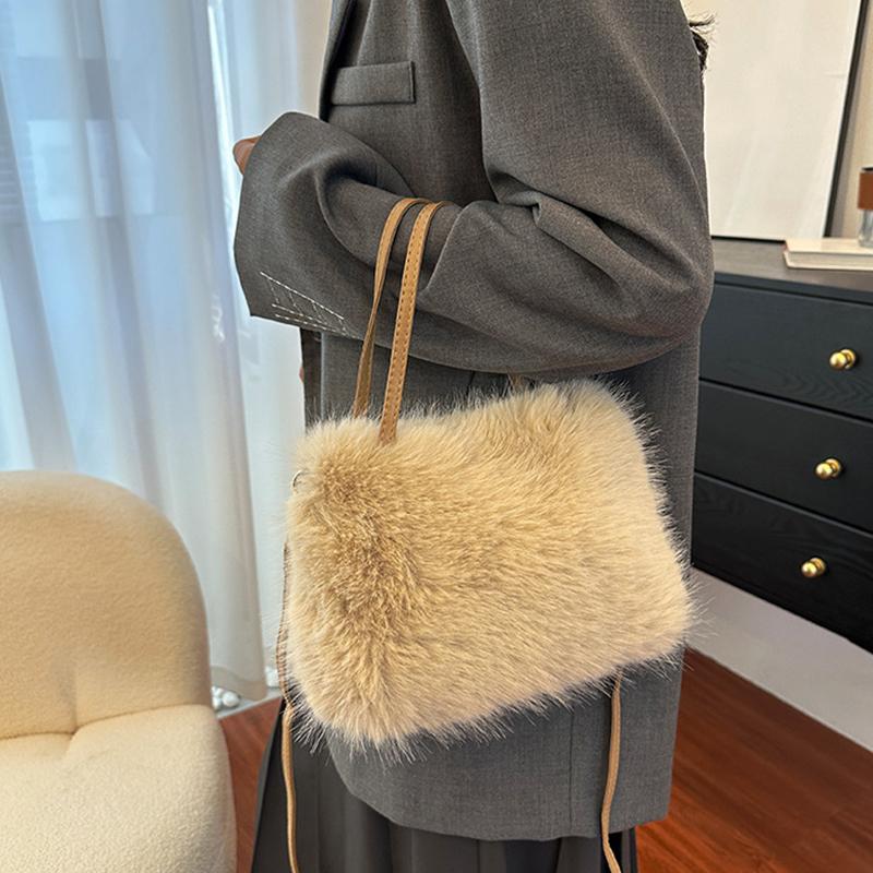 Autumn and Winter New Furry Bag Fur Crossbody Shoulder Strap Plush Bag Versatile Large Capacity Handbag for Women