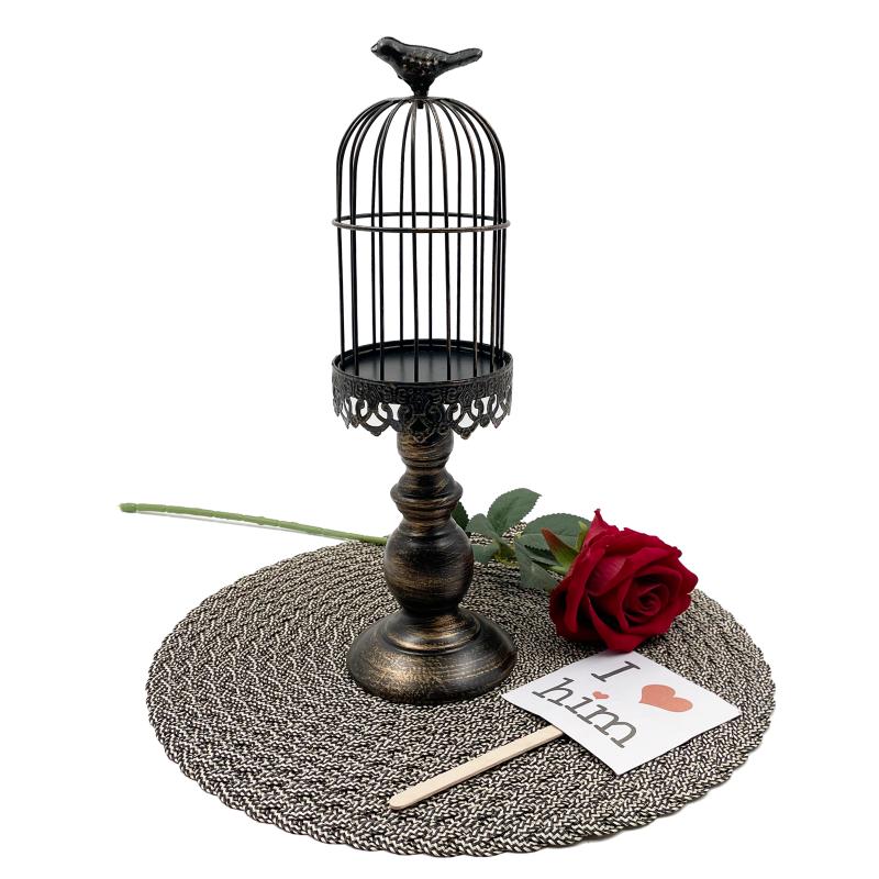 Ретро потертый подсвечник декоративный подсвечник в виде птичьей клетки винтажный металлический подсвечник для свадебной вечеринки домашний декор 11,8 дюймов