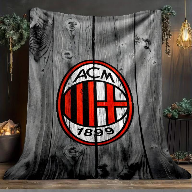 1PC Ac Milan Printed Soft Flannel Blanket Throw for Adult Bedroom Living Room Sofa Camping Travel Fan gifts Christmas Gifts