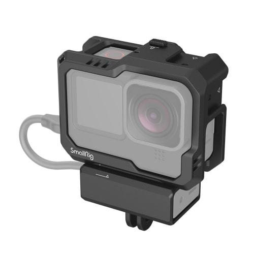 SMALLRIG Black Cage for Hero12 / Hero11 / Hero 10 / Hero 9 GoPro with 2 Cold Shoe Mounts for GoPro Light Mod and Common Microphone, LED Video Light -