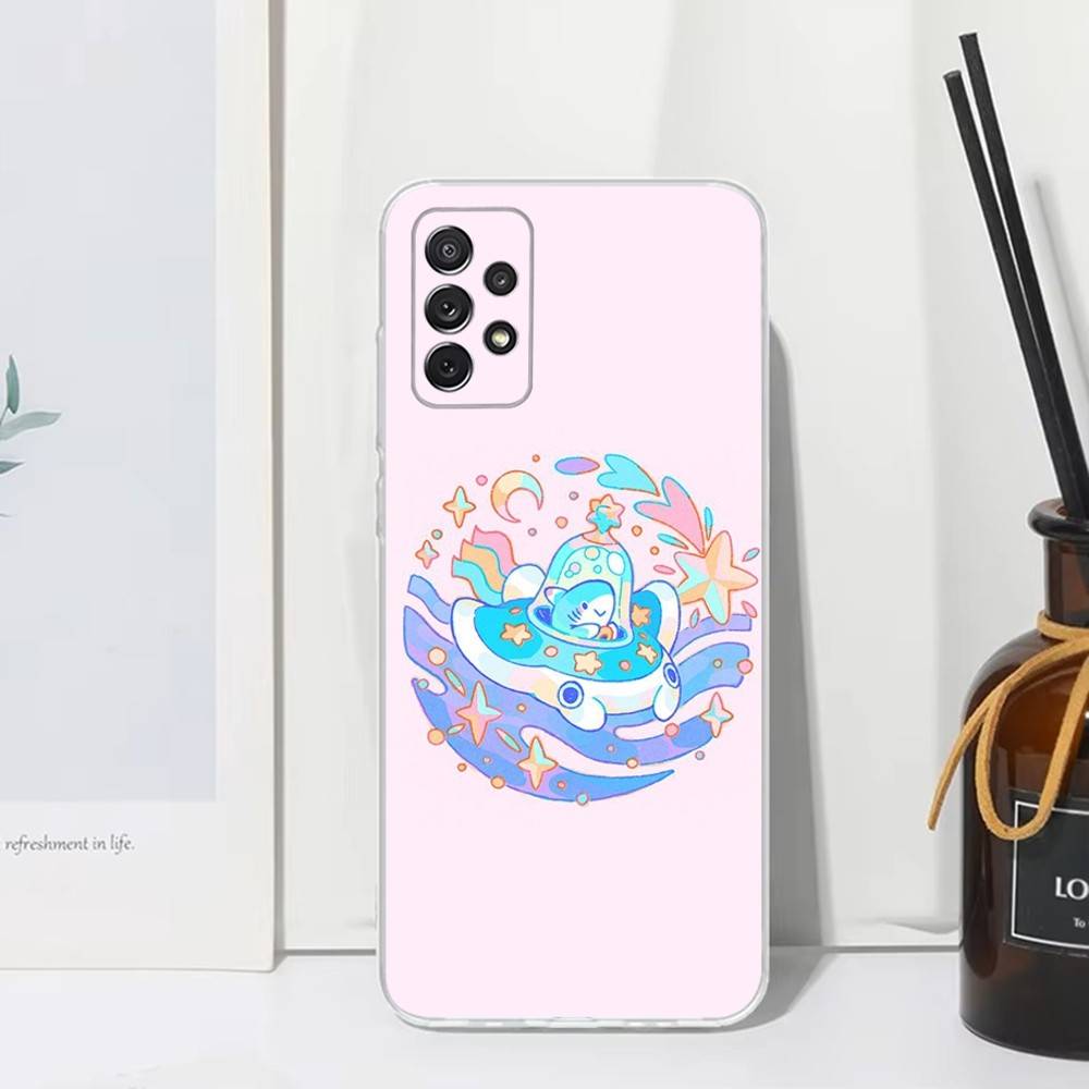 Милый мультяшный акула Чехол для телефона Samsung S30, S23, S21, S22, S20, Ultra, FE, Lite, S10, S9, S8, Plus, Прозрачный, Силиконовый чехол