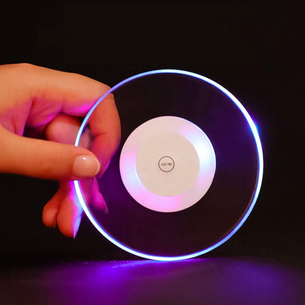 New Acrylic LED Luminous Coaster 10CM Ultra-thin Cocktail Coaster White Multicolor Luminous Colorful Coaster KTV Party
