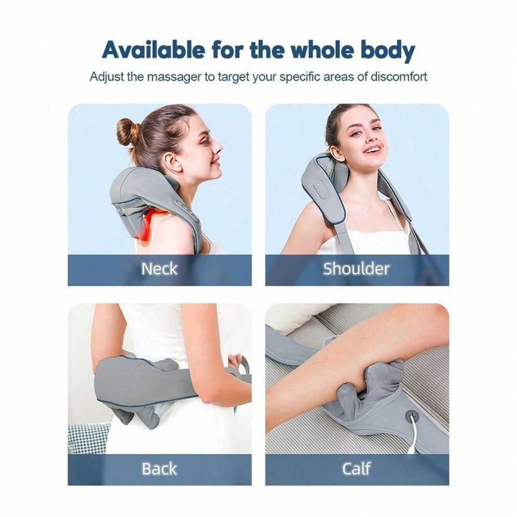 Foreverlily Wireless Neck And Back Massager Neck And Shoulder Kneading Massage Shawl Neck Cervical Relaxing Trapezius Massager