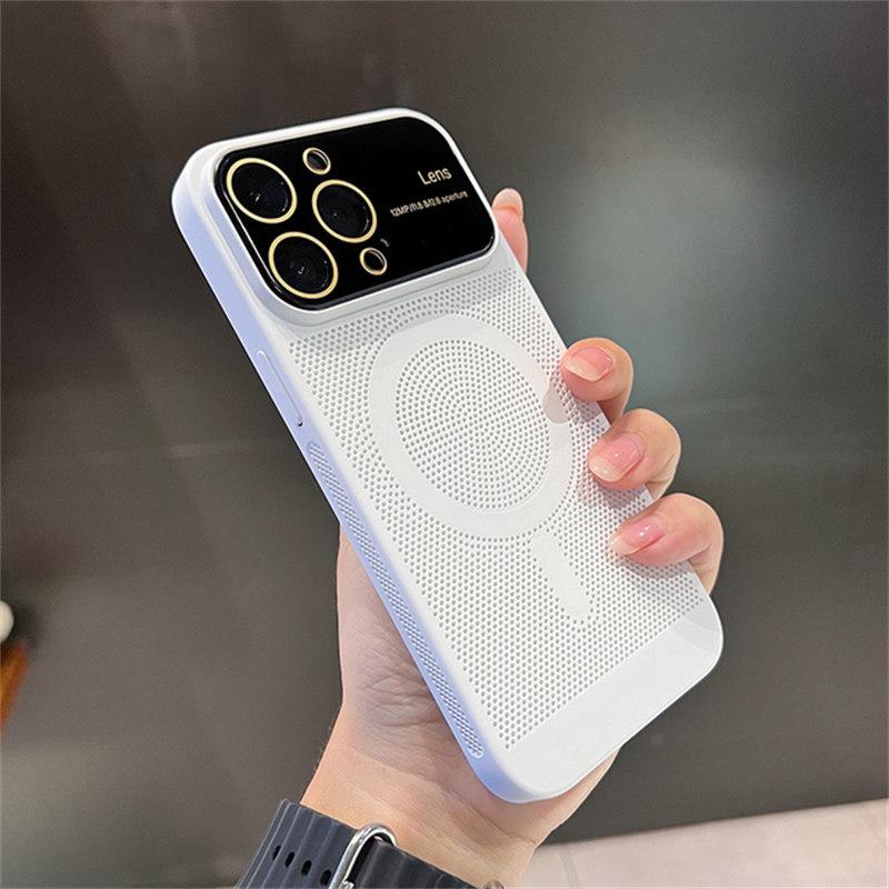 Magsafe Magnetic Phone Case for iPhone 11 12 13 14 Pro Max Plus Fashion Heat Radiation Lens Protection Ultra Thin PC Hard Cover