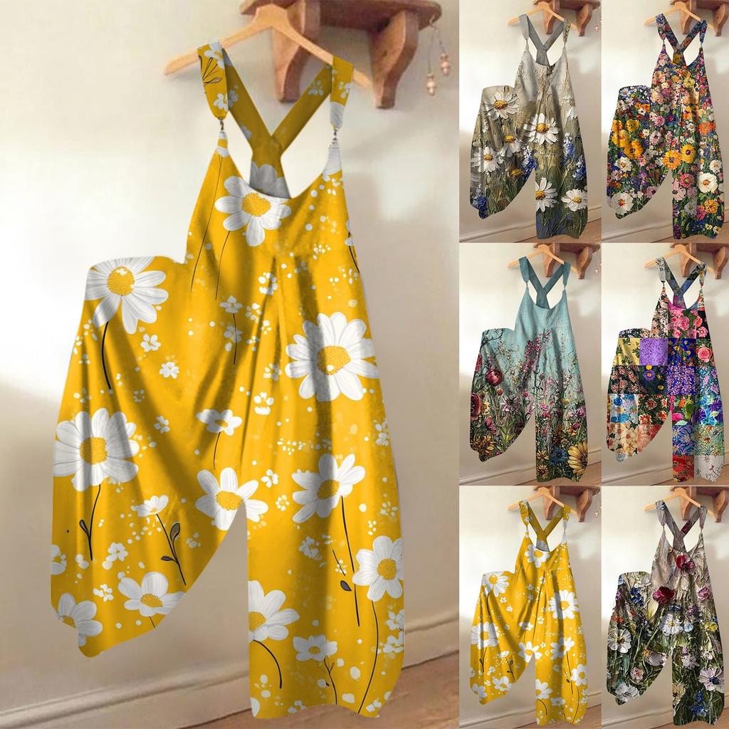 Women's Loose Casual One-piece Summer Floral Print Jumpsuit