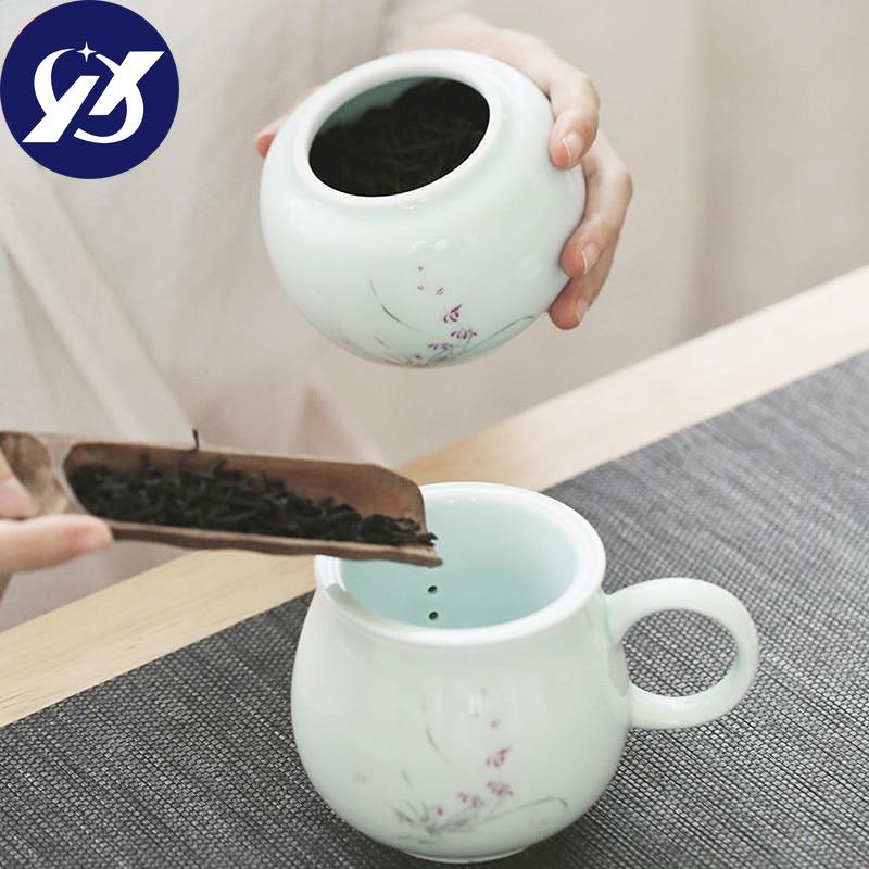 Керамическая чашка с крышкой и фильтром Офисная чашка для воды Домашняя посуда для напитков 340 мл