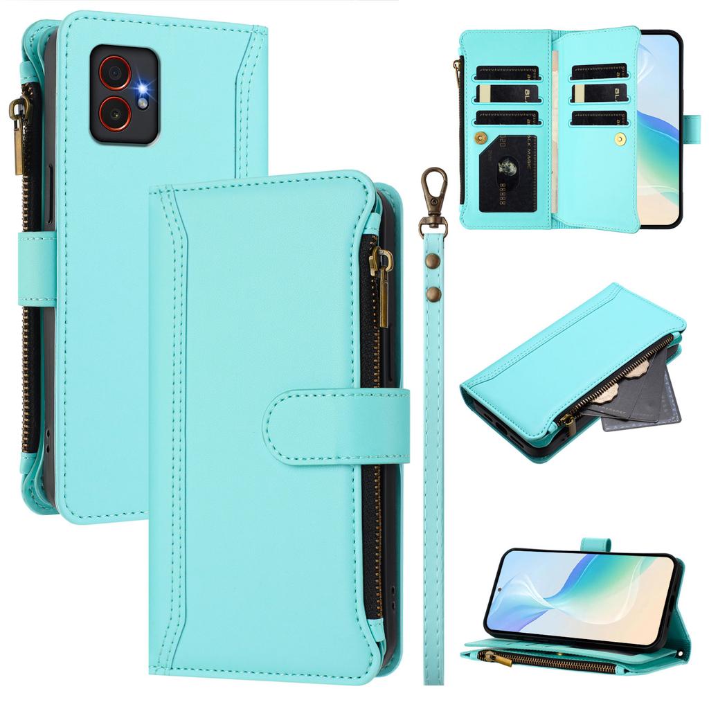 Кожаный чехол для Samsung Galaxy XCover7 Pro с 9 отделениями для карт, кошельком на молнии, подставкой, чехлом для телефона и ремешком на запястье