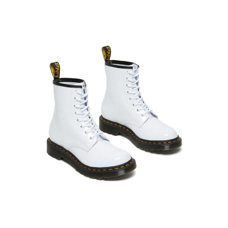 Dr. Martens 1460 Модные лаковые ботинки с тиснением под крокодила Женские ботинки Белые 26855100