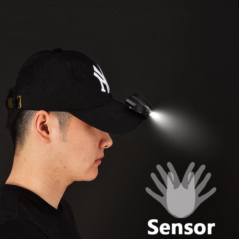 Smart Multifunction Sensorled 2 In 1 Headlamp Cap Light Build-in Battery USB Rechargeable Head Flashlight Headlight Lamp Torch