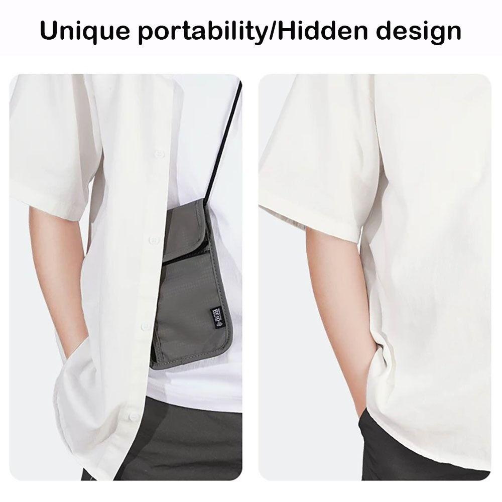 1 Pcs Waterproof RFID Nylon Storage Bag Travel Document Card Passport Bag Neck Wallet Money Document Card Passport Pouch