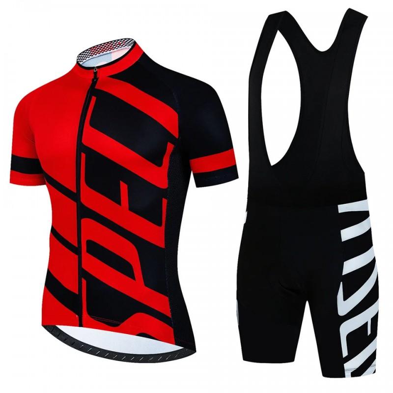 Men Women Cycling Jersey Bib Shorts Set Fluorescent Green Red Black Quick Dry Breathable Sportswear