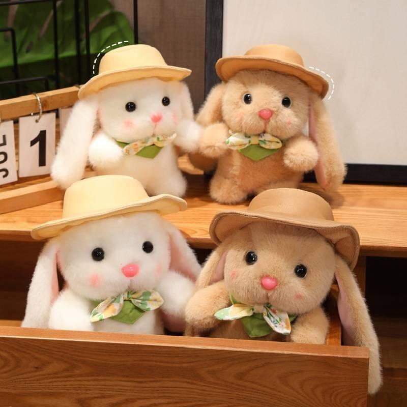 Adorable Plush Pudding Rabbit Toy With Hat Soft White Bunny Doll For Kids And Collectors