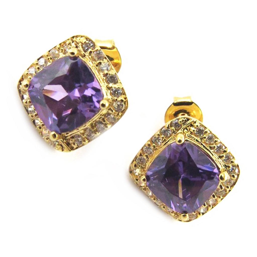 Les Trésors De Lily [M6730] - Gold Plated 'Sissi' Amethyst Earrings