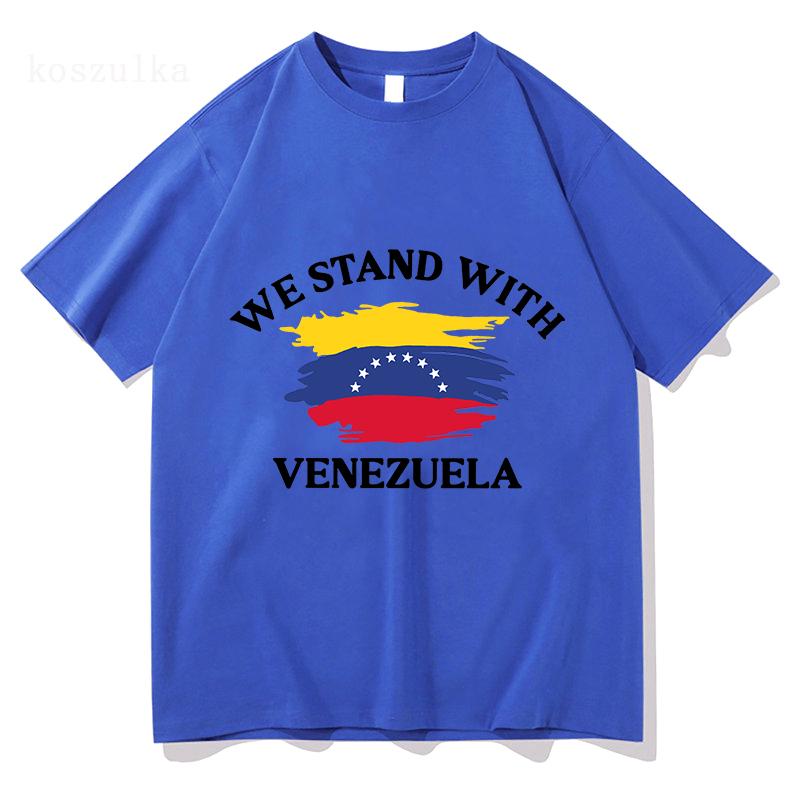Футболка Freedom Venezuela с коротким рукавом Хлопок Свободный Мужские футболки Унисекс Уличная одежда Повседневный Круглый вырез Хип-хоп Мужская футболка Печатные футболки