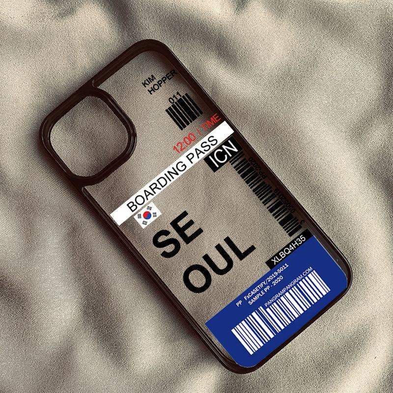 Hot Ticket Travel Label Los Angeles Seoul London Phone Case For iPhone 16 14 Pro Max 15 13 11 12 XR 7 8Plus Clear Hard Cover Bag