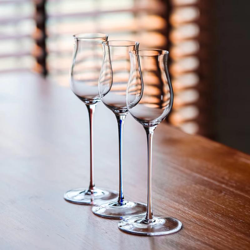 Handmade Crystal Flared Wine Glass Red Rod Sweet Whiskey Tasting Glass for Enhanced Aroma And Flavor Experience