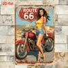 SHEIN Металлическое настенное искусство Винтажный знак Route 66 Прочный Предварительно просверленный 2D Декор для дома Велосипедной комнаты
