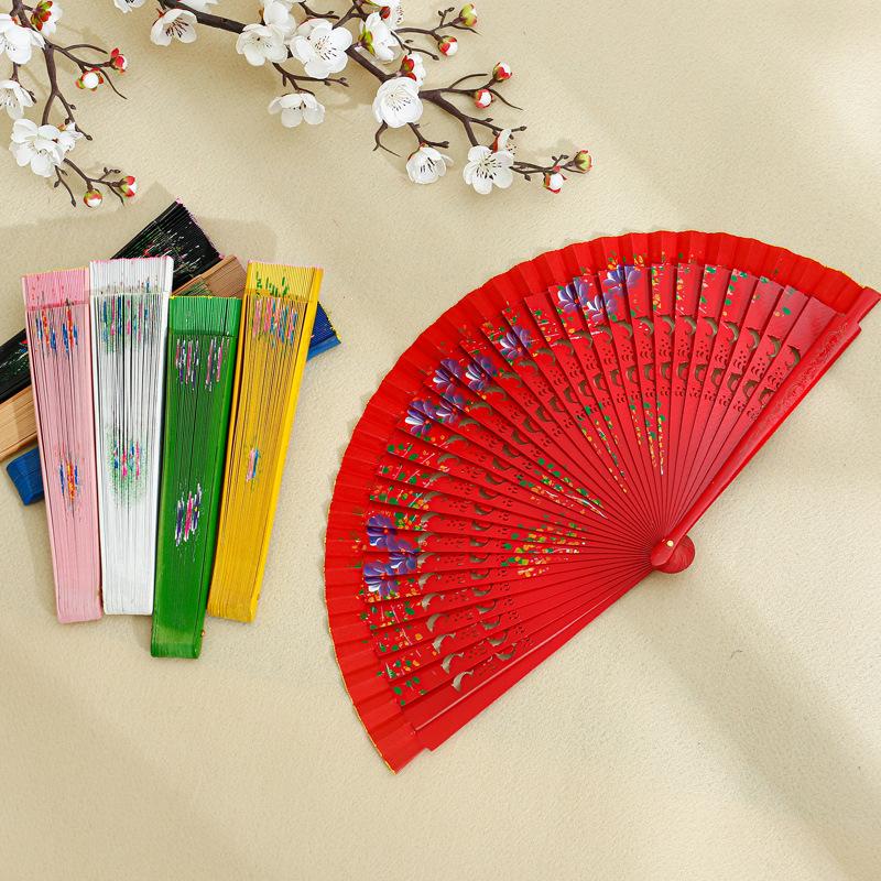 Folding Fan Wood Spanish Fan for Dancing Printing Hand Folding Fan Home Decoration Ornaments Craft Gifts for Guest