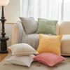 Christmas Throw Pillow Cover Soft Solid Corduroy Striped Wide Bordered Square Decorative Cushion Case Home Decor