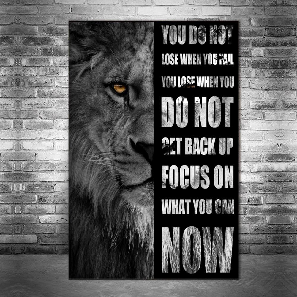 Мотивационный Черный Волк Лев Леопард Холст Картины Плакаты и Принты Вдохновляющие Цитаты Жизни Настенные Художественные Фотографии Гостиная Украшения Дома
