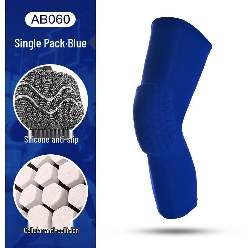 Honeycomb EVA Basketball Knee Pads with Silicone Anti-Slip, Shock Absorption, and Breathable Lycra.