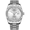 BUREI Men's Analog Watch, Popular Brand, Waterproof Quartz Movement, Business Watch, Fashionable, Simple, Silver-White Luminous Watch, Birthday Gift