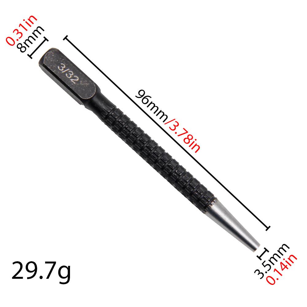 3PC Concave Manual Center Punch Positioning Punch Drilling Fixer Black Cylindrical Nail Electric Tool Accessory Set