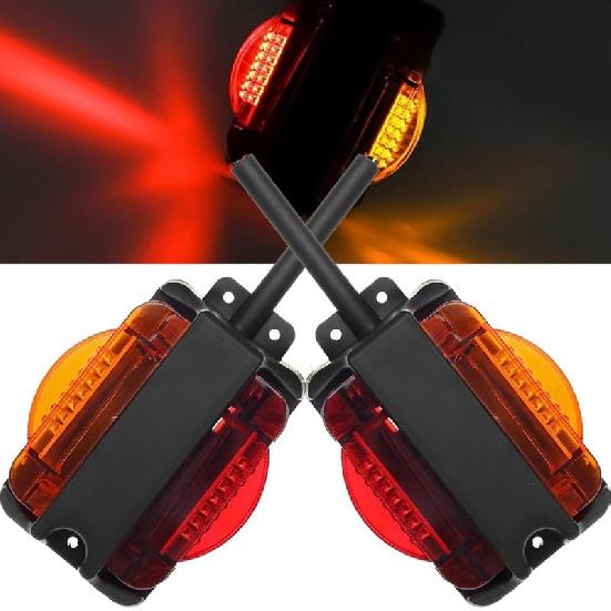 NEW SUN LED Fender Lights Kit, Pre-Wired Dual Face With Pedestal, Super Bright Amber & Red, RH&LH, Take As Turn Signal Side Clearance Mark Lights For
