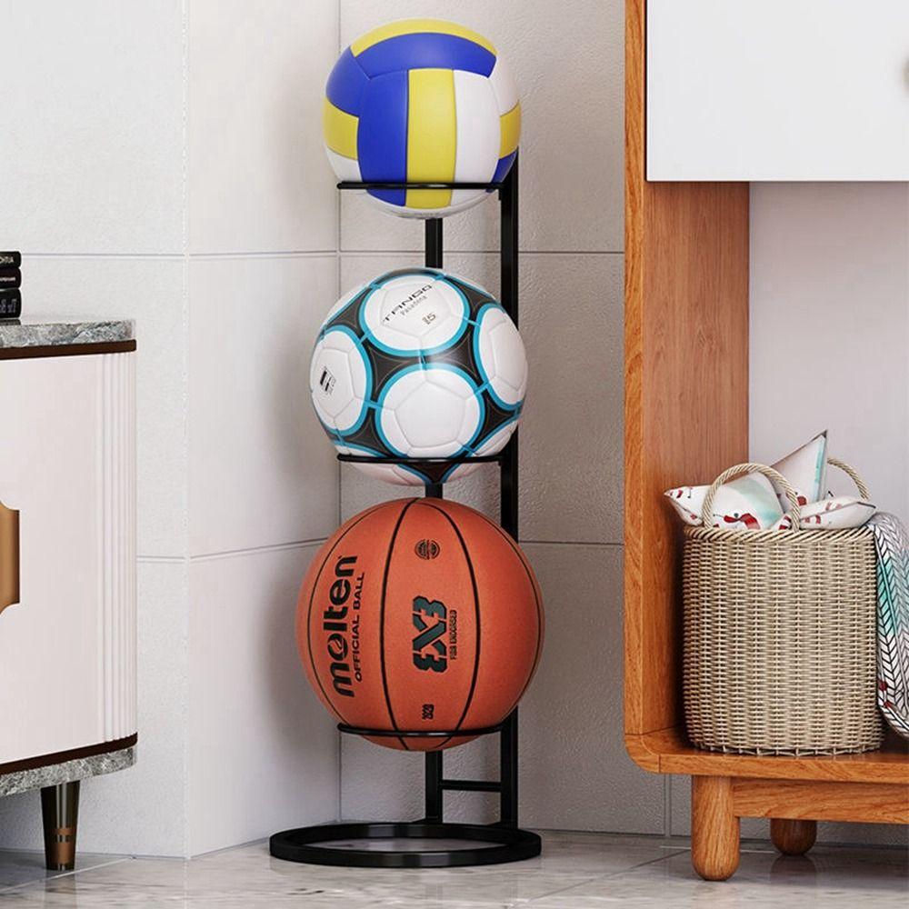 White Children Basketball Storage Rack Carbon Steel Football Display Rack Ball Placed Rack Home