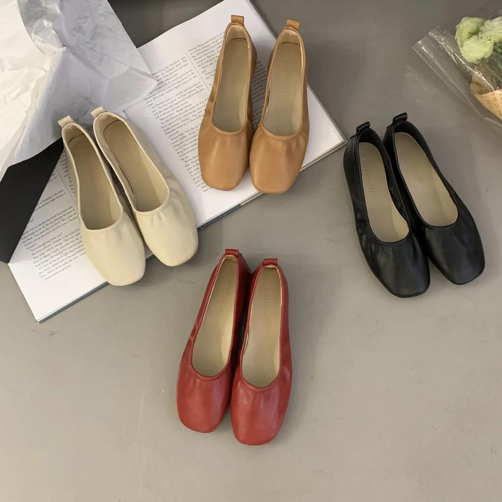 Балетки на плоской подошве Женские удобные кожаные туфли Женские роскошные женские туфли на плоской подошве с квадратным носком Женские туфли Мэри Джейн на плоской подошве с двойной пряжкой