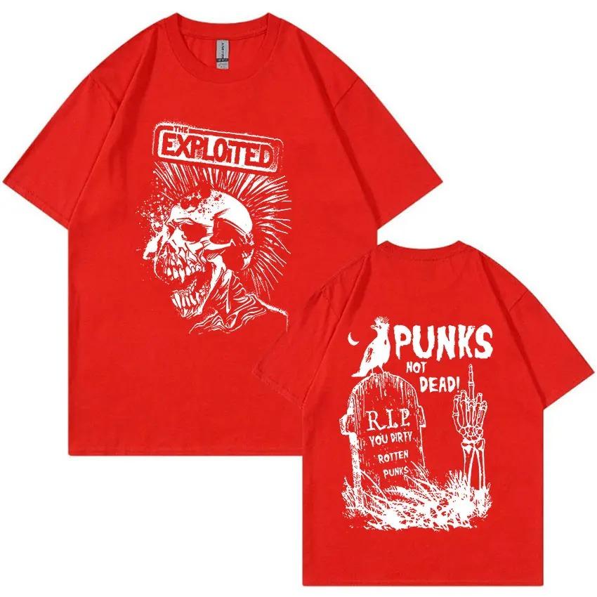 Футболка с ретро-графикой Rock Band The Exploited Punks Not Dead Футболка в уличном стиле Unisex's Унисекс Хип-хоп 100% хлопок Футболки большого размера Unisex