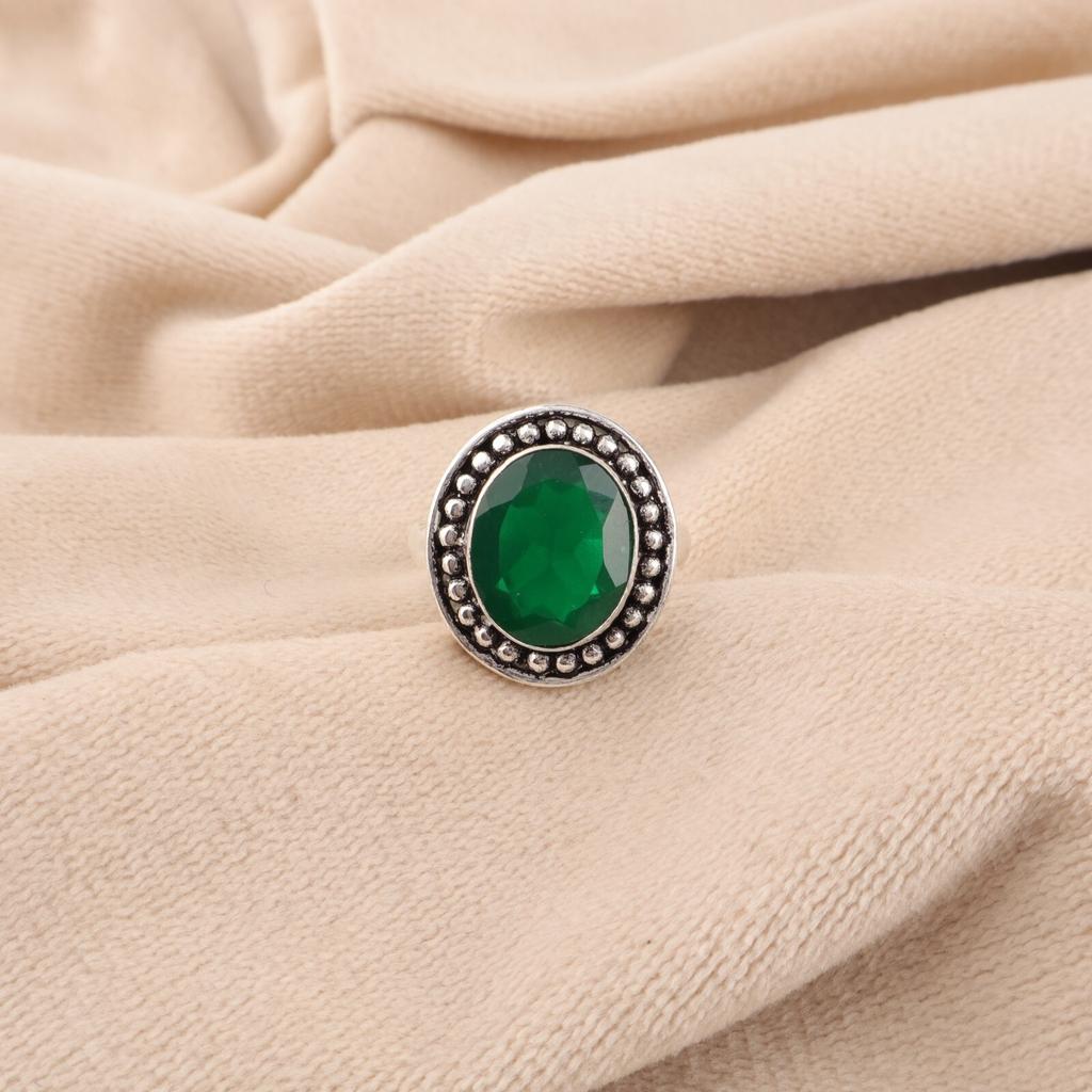 Green Onyx Gemstone 925 Sterling Silver Jewelry Handmade Ring For Christmas Gift RR-62-19
