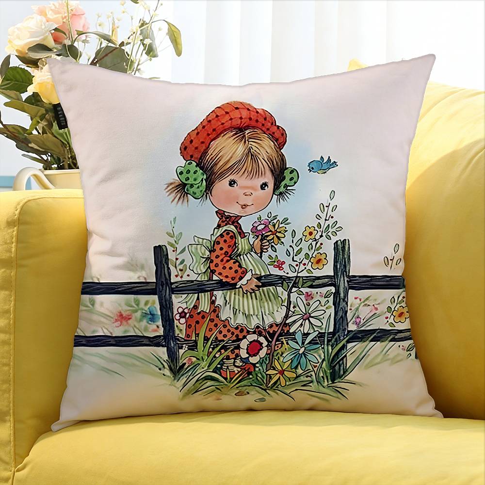 Art S-Sarah Kay Cartoon Girl Cute World Various Sizes Square Pillow Case For Car Home Bedchamber Decor