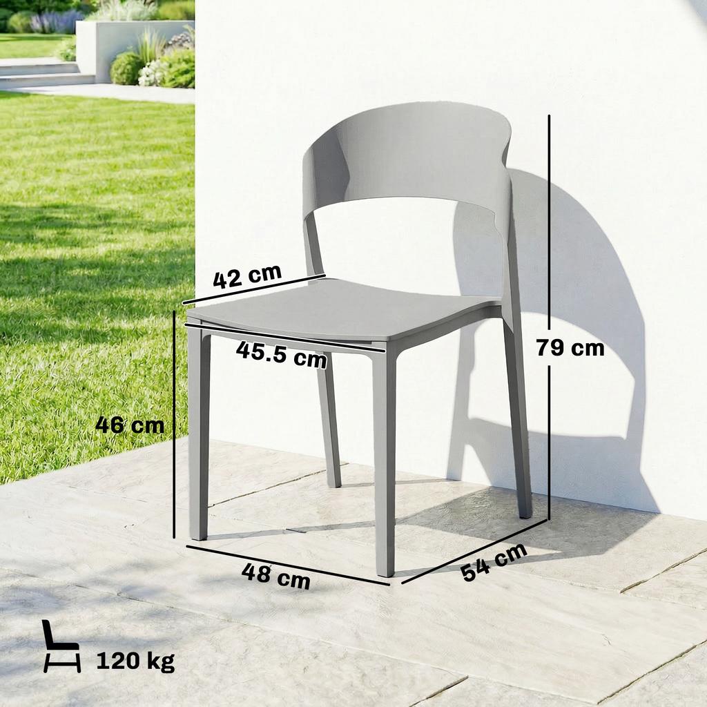 Set of 4 Garden Chairs, Stackable, PP Structure Suitable for All Seasons